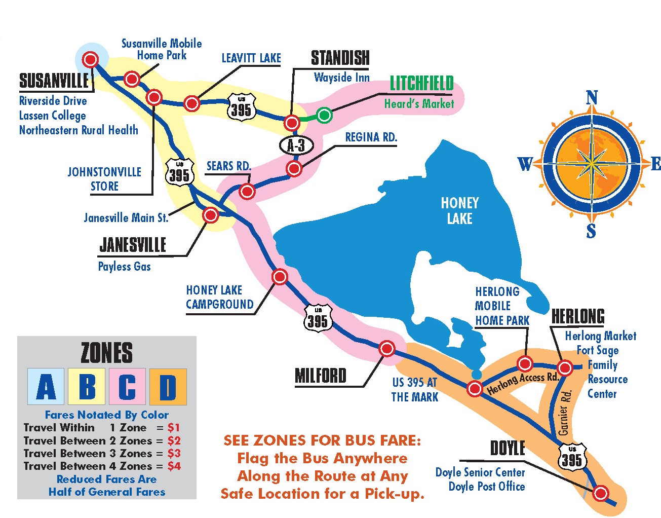 South / East County Route Map